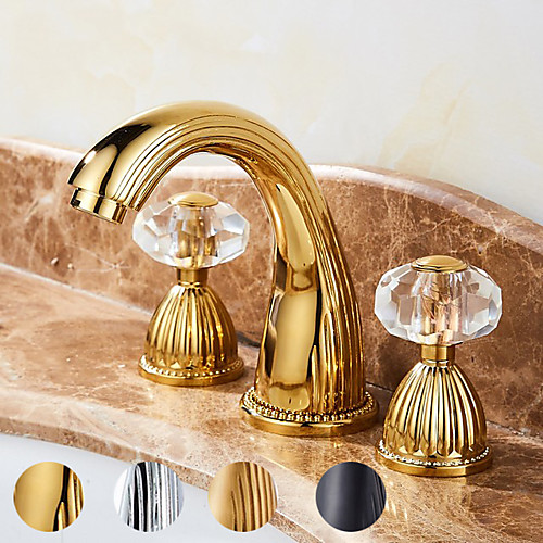 Two HandlesBathroomFaucet,Antique Brass/Black/Gold/SliverThreeHolesWidespread Bath Taps,CrystalHandle Brass BathroomSinkFaucet Contain with Supply Lines and Hot/Cold Water
Two HandlesBathroomFaucet,Antique Brass/Black/Gold/SliverThreeHolesWidespread Bath Taps,CrystalHandle Brass BathroomSinkFaucet Contain with Supply Lines and Hot/Cold Water