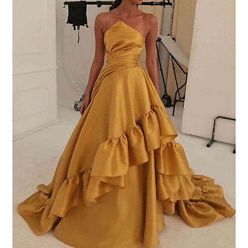A-Line Vintage Sexy Engagement Formal Evening Dress Strapless Sleeveless Sweep / Brush Train Satin with Pleats Tier 2021
A-Line Vintage Sexy Engagement Formal Evening Dress Strapless Sleeveless Sweep / Brush Train Satin with Pleats Tier 2021