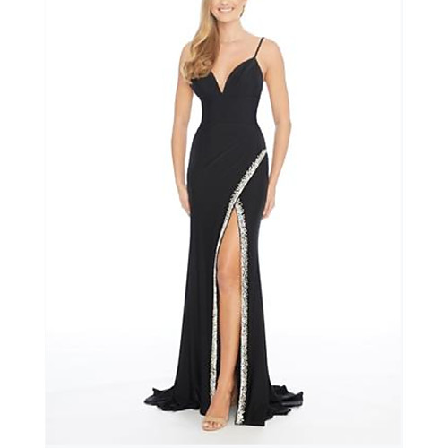 Sheath / Column Beautiful Back Sexy Engagement Formal Evening Dress V Neck Sleeveless Sweep / Brush Train Spandex with Split 2021
Sheath / Column Beautiful Back Sexy Engagement Formal Evening Dress V Neck Sleeveless Sweep / Brush Train Spandex with Split 2021