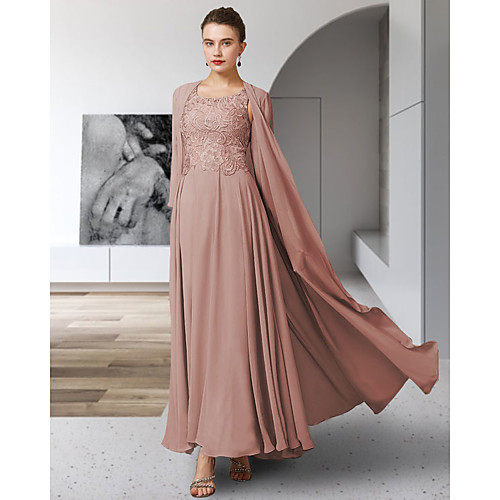 Two Piece A-Line Mother of the Bride Dress Elegant Jewel Neck Ankle Length Chiffon Lace Sleeveless with Pleats Appliques 2021
Two Piece A-Line Mother of the Bride Dress Elegant Jewel Neck Ankle Length Chiffon Lace Sleeveless with Pleats Appliques 2021