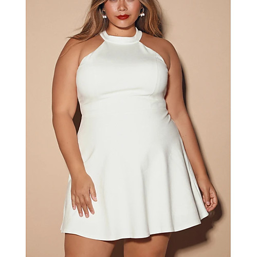 A-Line Minimalist Plus Size Homecoming Cocktail Party Dress Halter Neck Sleeveless Short / Mini Stretch Fabric with Lace Insert 2021
A-Line Minimalist Plus Size Homecoming Cocktail Party Dress Halter Neck Sleeveless Short / Mini Stretch Fabric with Lace Insert 2021
