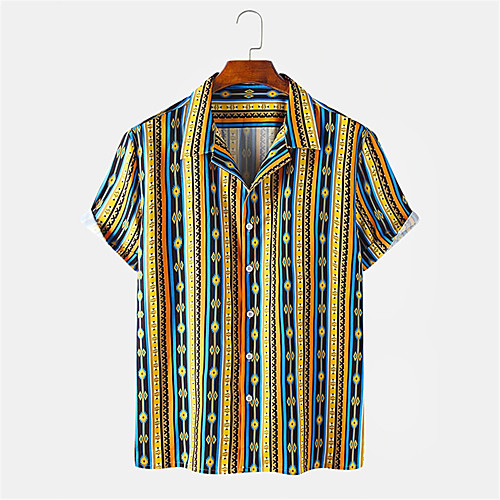 Men's Shirt Other Prints Striped Button-Down Print Short Sleeve Daily Tops Ethnic Style Casual Yellow
Men's Shirt Other Prints Striped Button-Down Print Short Sleeve Daily Tops Ethnic Style Casual Yellow