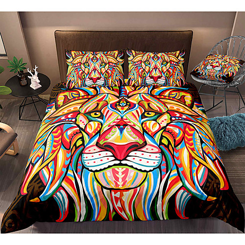 Lion Print 3-Piece Duvet Cover Set Hotel Bedding Sets Comforter Cover with Soft Lightweight Microfiber, Include 1 Duvet Cover, 2 Pillowcases for Double/Queen/King(1 Pillowcase for Twin/Single)
Lion Print 3-Piece Duvet Cover Set Hotel Bedding Sets Comforter Cover with Soft Lightweight Microfiber, Include 1 Duvet Cover, 2 Pillowcases for Double/Queen/King(1 Pillowcase for Twin/Single)