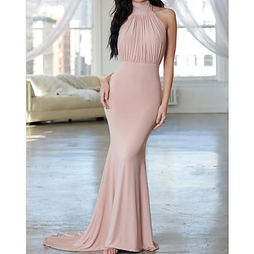 Mermaid / Trumpet Beautiful Back Sexy Engagement Formal Evening Dress Halter Neck Sleeveless Sweep / Brush Train Spandex with Pleats 2021
Mermaid / Trumpet Beautiful Back Sexy Engagement Formal Evening Dress Halter Neck Sleeveless Sweep / Brush Train Spandex with Pleats 2021
