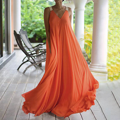 Women's Swing Dress Maxi long Dress Blue Orange Black Sleeveless Solid Color Ruffle Patchwork Spring Summer V Neck Elegant Boho vacation dresses Loose 2021 S M L XL XXL 3XL 4XL 5XL
Women's Swing Dress Maxi long Dress Blue Orange Black Sleeveless Solid Color Ruffle Patchwork Spring Summer V Neck Elegant Boho vacation dresses Loose 2021 S M L XL XXL 3XL 4XL 5XL