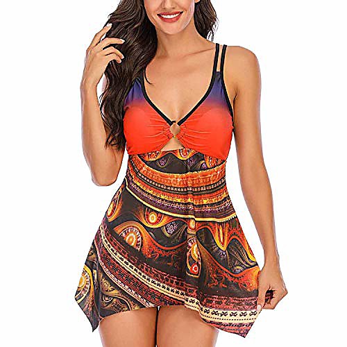 Women's V Neck Tankini Set 2 Piece High Waisted Swimsuits Floral Slimming Swimdress Orange Small
Women's V Neck Tankini Set 2 Piece High Waisted Swimsuits Floral Slimming Swimdress Orange Small
