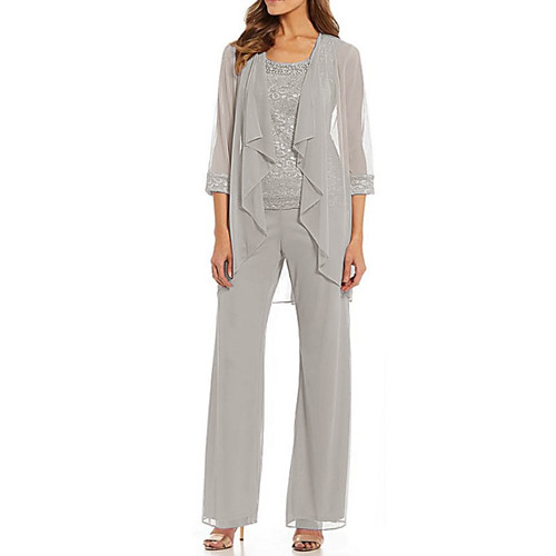 Two Piece Pantsuit / Jumpsuit Mother of the Bride Dress Plus Size Elegant Scoop Neck Floor Length Chiffon Lace Sleeveless with Beading Ruffles 2021
Two Piece Pantsuit / Jumpsuit Mother of the Bride Dress Plus Size Elegant Scoop Neck Floor Length Chiffon Lace Sleeveless with Beading Ruffles 2021