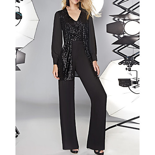Jumpsuits Glittering Elegant Wedding Guest Formal Evening Dress V Neck Long Sleeve Floor Length Chiffon Sequined with Sequin 2021
Jumpsuits Glittering Elegant Wedding Guest Formal Evening Dress V Neck Long Sleeve Floor Length Chiffon Sequined with Sequin 2021