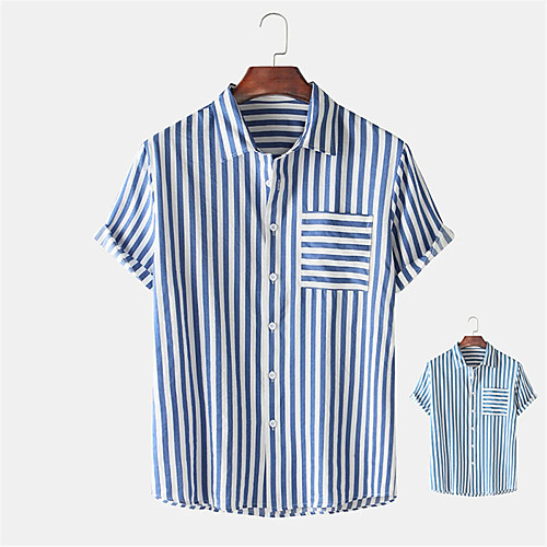 Men's Shirt Other Prints Striped Button-Down Print Short Sleeve Daily Tops Casual Blue Light Blue / Summer
Men's Shirt Other Prints Striped Button-Down Print Short Sleeve Daily Tops Casual Blue Light Blue / Summer