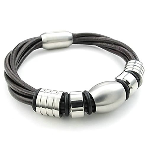 Stainless Steel Bracelet Mens Rope Bracelets Silver Brown Bracelet for Men Length:9 Inches
Stainless Steel Bracelet Mens Rope Bracelets Silver Brown Bracelet for Men Length:9 Inches