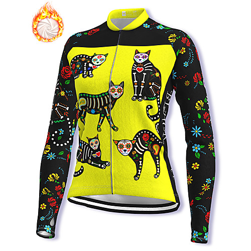 21Grams Women's Long Sleeve Cycling Jacket Winter Fleece Spandex Yellow Cat Floral Botanical Bike Jacket Mountain Bike MTB Road Bike Cycling Fleece Lining Warm Sports Clothing Apparel / Stretchy
21Grams Women's Long Sleeve Cycling Jacket Winter Fleece Spandex Yellow Cat Floral Botanical Bike Jacket Mountain Bike MTB Road Bike Cycling Fleece Lining Warm Sports Clothing Apparel / Stretchy