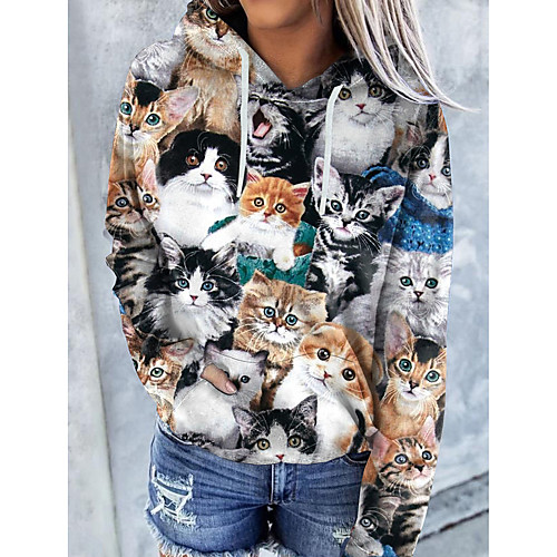 Women's Pullover Hoodie Sweatshirt Cat Graphic 3D Front Pocket Print Daily 3D Print Basic Casual Hoodies Sweatshirts Gray
Women's Pullover Hoodie Sweatshirt Cat Graphic 3D Front Pocket Print Daily 3D Print Basic Casual Hoodies Sweatshirts Gray