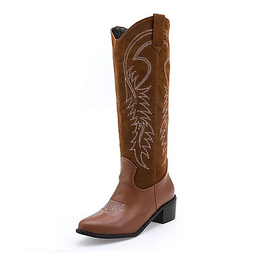 Women's Boots Block Heel Boots Cowboy Boots Cuban Heel Round Toe Knee High Boots Basic Casual Daily PU Solid Colored Dark Brown Black
Women's Boots Block Heel Boots Cowboy Boots Cuban Heel Round Toe Knee High Boots Basic Casual Daily PU Solid Colored Dark Brown Black