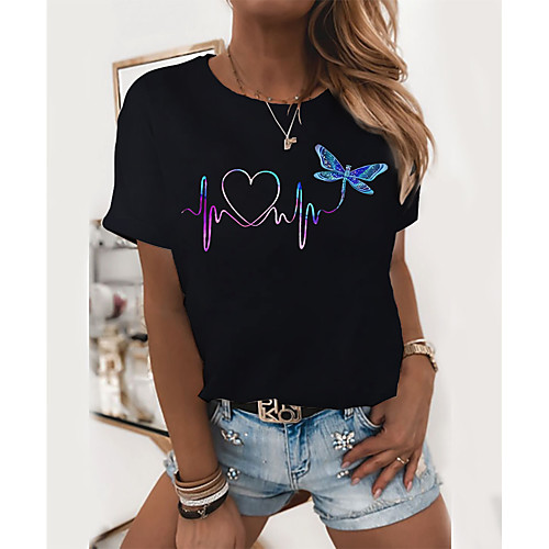 Women's Painting T shirt Graphic Heart Print Round Neck Basic Tops 100% Cotton White Black
Women's Painting T shirt Graphic Heart Print Round Neck Basic Tops 100% Cotton White Black