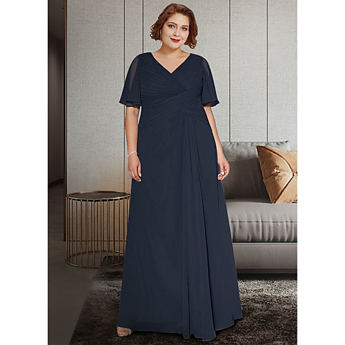 A-Line Mother of the Bride Dress Plus Size Elegant V Neck Ankle Length Chiffon Half Sleeve with Pleats Ruching 2021
A-Line Mother of the Bride Dress Plus Size Elegant V Neck Ankle Length Chiffon Half Sleeve with Pleats Ruching 2021