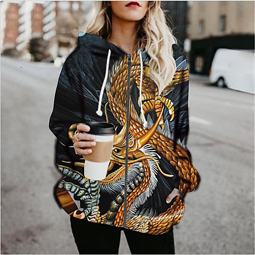 Women's Hoodied Jacket Sports Fall & Winter Regular Coat Loose Jacket Long Sleeve Print Print Black
Women's Hoodied Jacket Sports Fall & Winter Regular Coat Loose Jacket Long Sleeve Print Print Black