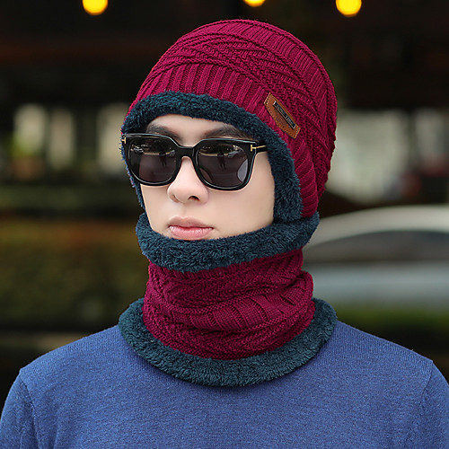 Men's Hiking Cap Ski Hat Beanie Hat 2 PCS Winter Outdoor Windproof Warm Soft Thick Neck Gaiter Neck Tube Skull Cap Beanie Solid Color Woolen Cloth Black Red Burgundy for Fishing Climbing Running
Men's Hiking Cap Ski Hat Beanie Hat 2 PCS Winter Outdoor Windproof Warm Soft Thick Neck Gaiter Neck Tube Skull Cap Beanie Solid Color Woolen Cloth Black Red Burgundy for Fishing Climbing Running