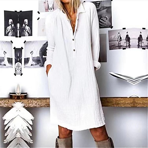 Women's Plus Size Shirt Dress Knee Length Dress Yellow Royal Blue White Long Sleeve Solid Color Button Fall Spring Shirt Collar Formal Casual 2021 L XL XXL 3XL 4XL
Women's Plus Size Shirt Dress Knee Length Dress Yellow Royal Blue White Long Sleeve Solid Color Button Fall Spring Shirt Collar Formal Casual 2021 L XL XXL 3XL 4XL