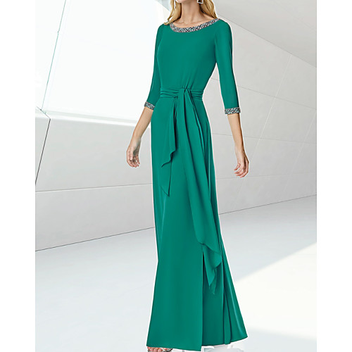 Sheath / Column Minimalist Elegant Engagement Formal Evening Dress Jewel Neck 3/4 Length Sleeve Floor Length Silk with Sash / Ribbon 2021
Sheath / Column Minimalist Elegant Engagement Formal Evening Dress Jewel Neck 3/4 Length Sleeve Floor Length Silk with Sash / Ribbon 2021