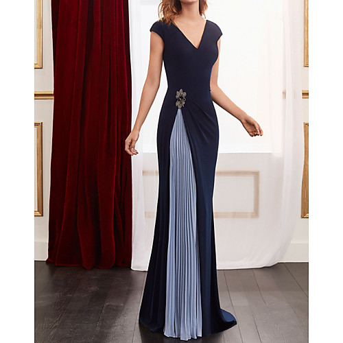 Sheath / Column Color Block Elegant Wedding Guest Formal Evening Dress V Neck Sleeveless Floor Length Spandex Chiffon with Pleats Beading 2021
Sheath / Column Color Block Elegant Wedding Guest Formal Evening Dress V Neck Sleeveless Floor Length Spandex Chiffon with Pleats Beading 2021