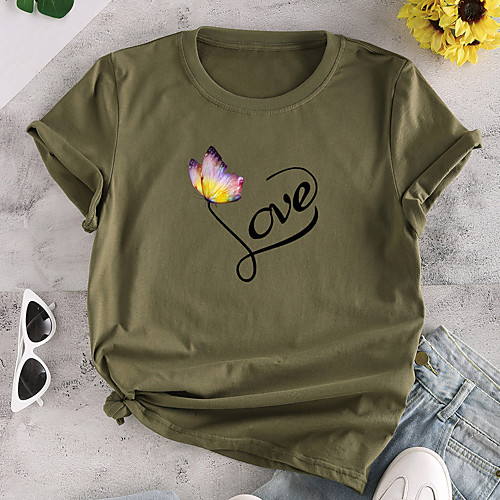 Women's T shirt Graphic Butterfly Text Print Round Neck Tops 100% Cotton Basic Basic Top White Red Yellow
Women's T shirt Graphic Butterfly Text Print Round Neck Tops 100% Cotton Basic Basic Top White Red Yellow