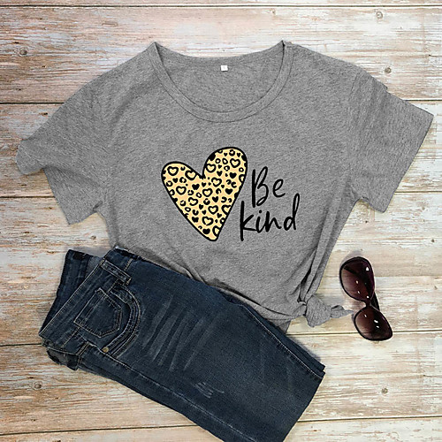 Women's T shirt Heart Leopard Letter Print Round Neck Tops 100% Cotton Basic Basic Top White Purple Red
Women's T shirt Heart Leopard Letter Print Round Neck Tops 100% Cotton Basic Basic Top White Purple Red