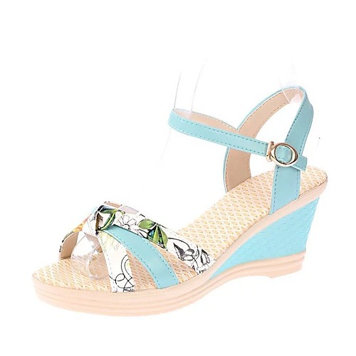 Women's Sandals Wedge Heel Open Toe Wedge Sandals Sweet Daily PU Floral White Blue Pink
Women's Sandals Wedge Heel Open Toe Wedge Sandals Sweet Daily PU Floral White Blue Pink