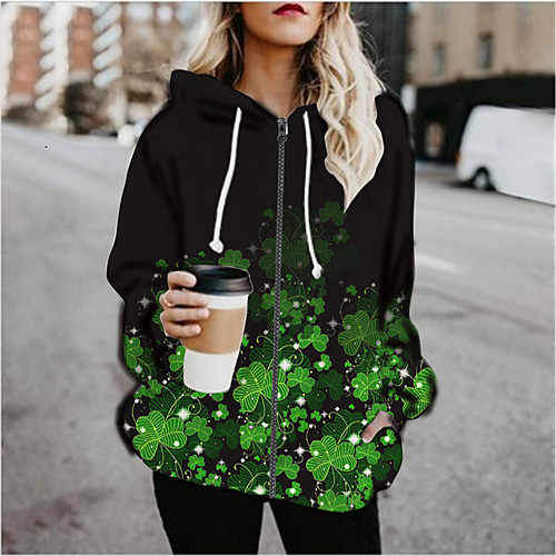 Women's Hoodied Jacket Daily Spring & Fall Regular Coat Regular Fit Active Streetwear Jacket Long Sleeve Plants Print Green / Holiday
Women's Hoodied Jacket Daily Spring & Fall Regular Coat Regular Fit Active Streetwear Jacket Long Sleeve Plants Print Green / Holiday