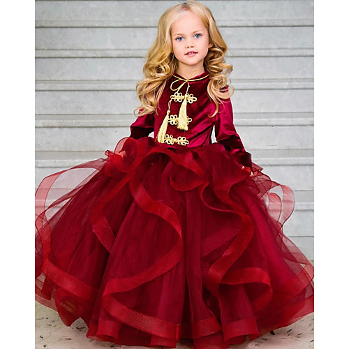 Princess Floor Length Flower Girl Dresses Party Tulle Long Sleeve Jewel Neck with Tier
Princess Floor Length Flower Girl Dresses Party Tulle Long Sleeve Jewel Neck with Tier