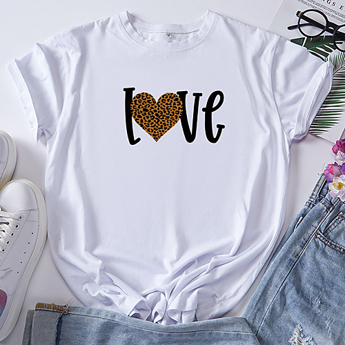 Women's T shirt Graphic Heart Letter Print Round Neck Tops 100% Cotton Basic Basic Top White Black Blue
Women's T shirt Graphic Heart Letter Print Round Neck Tops 100% Cotton Basic Basic Top White Black Blue