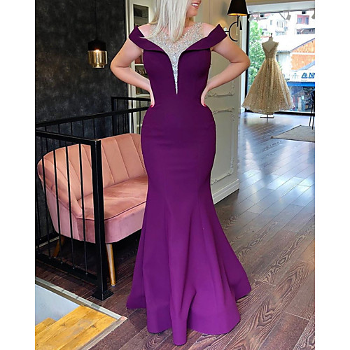 Mermaid / Trumpet Glittering Sexy Wedding Guest Formal Evening Dress Jewel Neck Sleeveless Sweep / Brush Train Satin with Crystals 2021
Mermaid / Trumpet Glittering Sexy Wedding Guest Formal Evening Dress Jewel Neck Sleeveless Sweep / Brush Train Satin with Crystals 2021