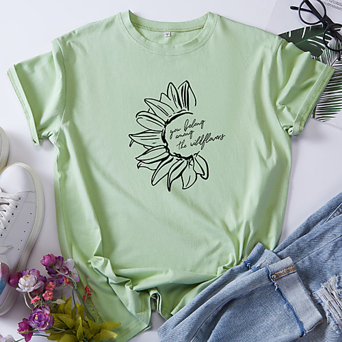 Women's T shirt Graphic Print Round Neck Tops 100% Cotton Basic Basic Top White Red Yellow
Women's T shirt Graphic Print Round Neck Tops 100% Cotton Basic Basic Top White Red Yellow