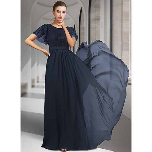 A-Line Mother of the Bride Dress Elegant Jewel Neck Floor Length Chiffon Lace Short Sleeve with Appliques 2021
A-Line Mother of the Bride Dress Elegant Jewel Neck Floor Length Chiffon Lace Short Sleeve with Appliques 2021