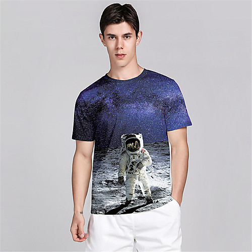 Men's T shirt 3D Print Galaxy Graphic Prints Astronaut 3D Print Short Sleeve Daily Tops Casual Beach Blue
Men's T shirt 3D Print Galaxy Graphic Prints Astronaut 3D Print Short Sleeve Daily Tops Casual Beach Blue