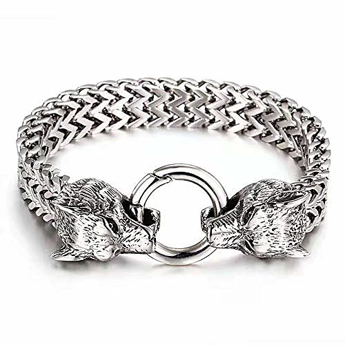 Mens Bracelets Stainless Steel Heavy Biker Franco Link Chain Bracelets Charm Skull Gothic Jewelry with Gift Box (Wolf)
Mens Bracelets Stainless Steel Heavy Biker Franco Link Chain Bracelets Charm Skull Gothic Jewelry with Gift Box (Wolf)