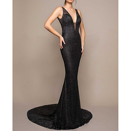 Mermaid / Trumpet Beautiful Back Sexy Engagement Formal Evening Dress V Neck Sleeveless Court Train Sequined with Sequin 2021
Mermaid / Trumpet Beautiful Back Sexy Engagement Formal Evening Dress V Neck Sleeveless Court Train Sequined with Sequin 2021