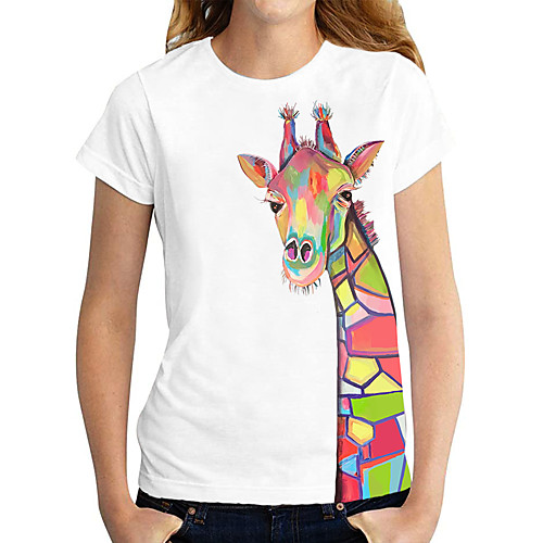 Women's T shirt Graphic 3D Giraffe Print Round Neck Tops 100% Cotton Basic Basic Top White Black
Women's T shirt Graphic 3D Giraffe Print Round Neck Tops 100% Cotton Basic Basic Top White Black