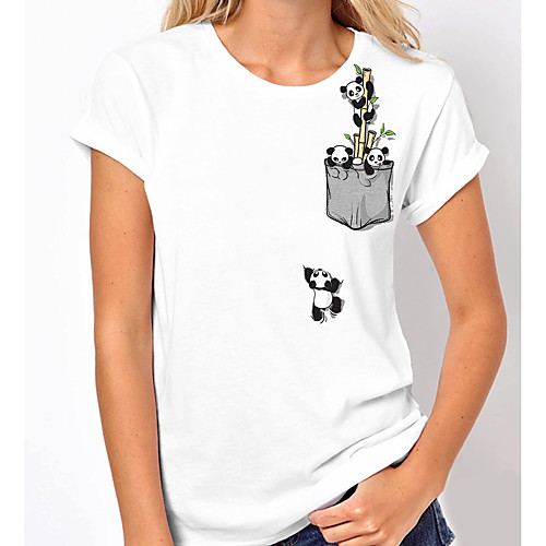 Women's T shirt Graphic Panda Print Round Neck Tops 100% Cotton Basic Basic Top White Black
Women's T shirt Graphic Panda Print Round Neck Tops 100% Cotton Basic Basic Top White Black