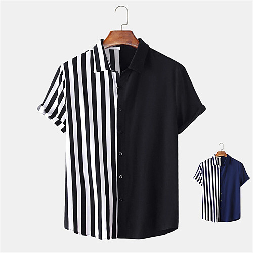 Men's Shirt non-printing Striped Button-Down Short Sleeve Daily Tops Casual Hawaiian Blue Black / Summer
Men's Shirt non-printing Striped Button-Down Short Sleeve Daily Tops Casual Hawaiian Blue Black / Summer