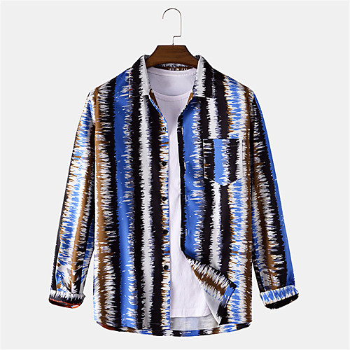 Men's Shirt Other Prints Striped Button-Down Print Long Sleeve Daily Tops Ethnic Style Casual Blue
Men's Shirt Other Prints Striped Button-Down Print Long Sleeve Daily Tops Ethnic Style Casual Blue