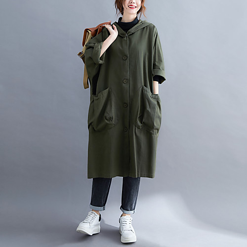 Women's Trench Coat Going out Fall Winter Regular Coat Regular Fit Jacket Long Sleeve Solid Colored Army Green Black
Women's Trench Coat Going out Fall Winter Regular Coat Regular Fit Jacket Long Sleeve Solid Colored Army Green Black