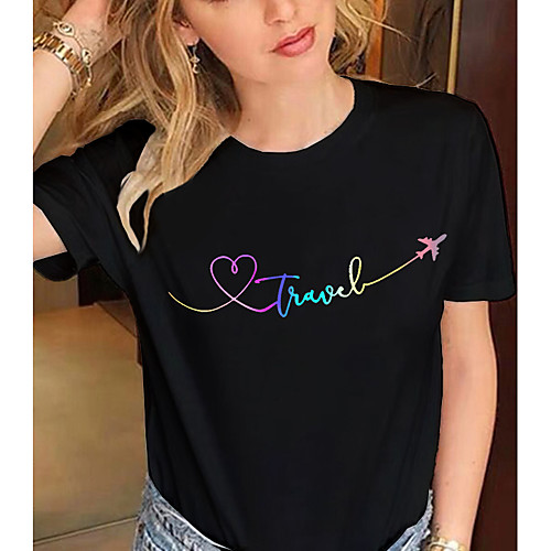 Women's T shirt Graphic Text Print Round Neck Tops 100% Cotton Basic Basic Top White Black
Women's T shirt Graphic Text Print Round Neck Tops 100% Cotton Basic Basic Top White Black