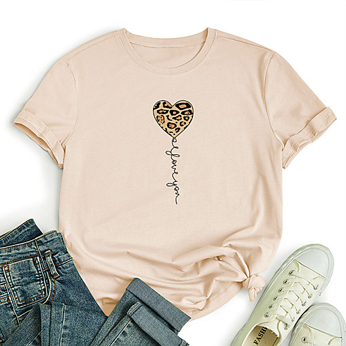 Women's T shirt Graphic Heart Leopard Print Round Neck Tops 100% Cotton Basic Basic Top White Black Blue
Women's T shirt Graphic Heart Leopard Print Round Neck Tops 100% Cotton Basic Basic Top White Black Blue