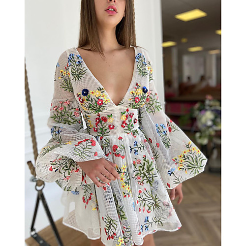 Women's A Line Dress Short Mini Dress White Long Sleeve Floral Embroidered Fall Spring V Neck Elegant Vintage Party Going out Lantern Sleeve Slim Mesh S M L XL
Women's A Line Dress Short Mini Dress White Long Sleeve Floral Embroidered Fall Spring V Neck Elegant Vintage Party Going out Lantern Sleeve Slim Mesh S M L XL