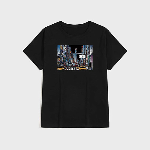Men's Unisex T shirt Hot Stamping City Landscape Plus Size Print Short Sleeve Casual Tops 100% Cotton Casual Fashion Black
Men's Unisex T shirt Hot Stamping City Landscape Plus Size Print Short Sleeve Casual Tops 100% Cotton Casual Fashion Black