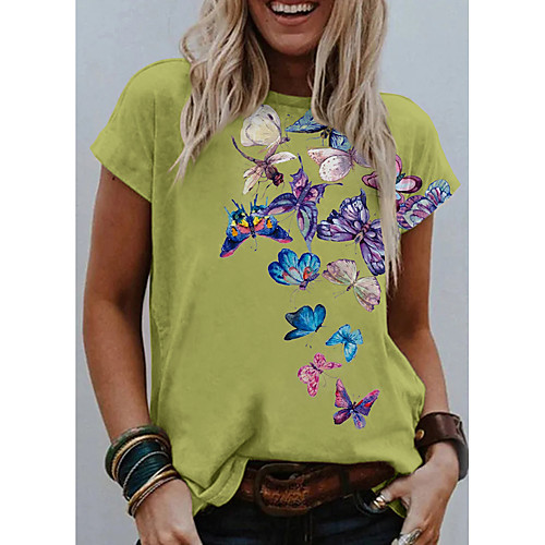 Women's Going out Butterfly Painting T shirt Graphic Butterfly Print Round Neck Basic Tops White Black Blue
Women's Going out Butterfly Painting T shirt Graphic Butterfly Print Round Neck Basic Tops White Black Blue