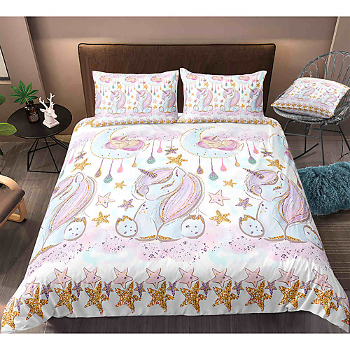 Cartoon Unicorn 3-Piece Duvet Cover Set Hotel Bedding Sets Comforter Cover with Soft Lightweight Microfiber, Include 1 Duvet Cover, 2 Pillowcases for Double/Queen/King(1 Pillowcase for Twin/Single)
Cartoon Unicorn 3-Piece Duvet Cover Set Hotel Bedding Sets Comforter Cover with Soft Lightweight Microfiber, Include 1 Duvet Cover, 2 Pillowcases for Double/Queen/King(1 Pillowcase for Twin/Single)
