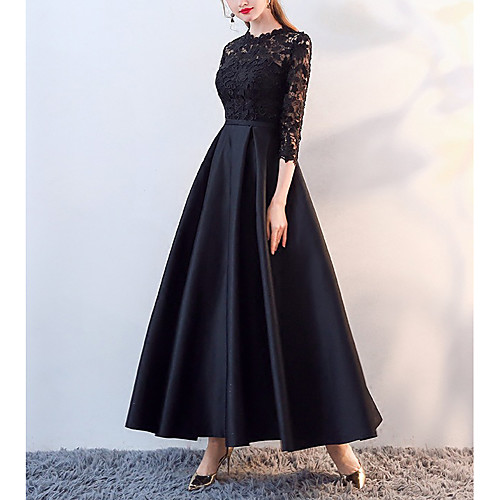 A-Line Mother of the Bride Dress Elegant Jewel Neck Ankle Length Lace Satin 3/4 Length Sleeve with Lace Appliques 2021
A-Line Mother of the Bride Dress Elegant Jewel Neck Ankle Length Lace Satin 3/4 Length Sleeve with Lace Appliques 2021