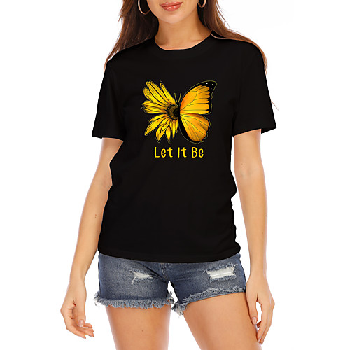 Women's Going out Butterfly T shirt Graphic Butterfly Text Print Round Neck Basic Tops 100% Cotton White Black
Women's Going out Butterfly T shirt Graphic Butterfly Text Print Round Neck Basic Tops 100% Cotton White Black
