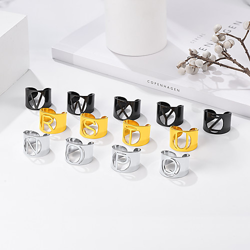 Band Ring Silver Gold Black Titanium Steel Letter Statement Fashion Trendy Adjustable / Open Cuff Ring / Adjustable Ring
Band Ring Silver Gold Black Titanium Steel Letter Statement Fashion Trendy Adjustable / Open Cuff Ring / Adjustable Ring